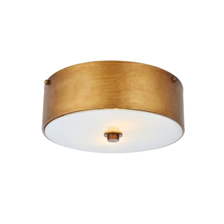 Elegant Lighting Hazen 2 Light 12" Wide Flush Mount Drum Ceiling Fixture with Frosted Glass Shade - Vintage Gold Vintage Gold