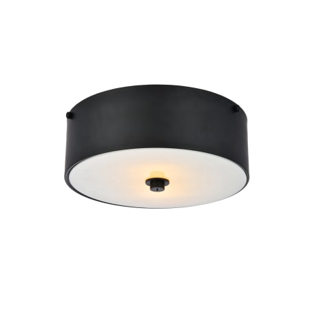 Elegant Lighting Hazen 2 Light 12" Wide Flush Mount Drum Ceiling Fixture with Frosted Glass Shade - Flat Black Flat Black