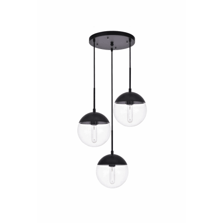 Elegant Lighting Eclipse 3 Light 18" Wide Multi Light Pendant Black