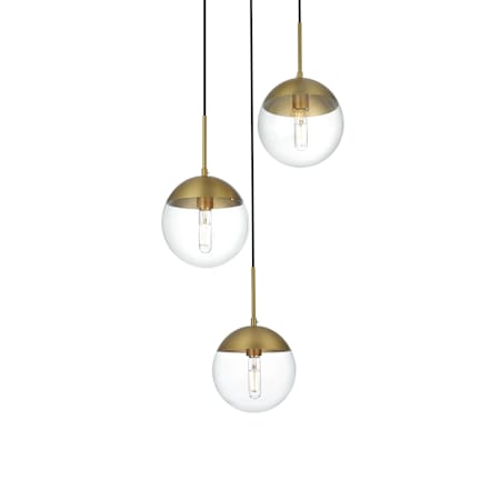 Elegant Lighting Eclipse 3 Light 18" Wide Multi Light Pendant Satin Gold