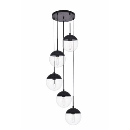 Elegant Lighting Eclipse 5 Light 18" Wide Multi Light Pendant Black