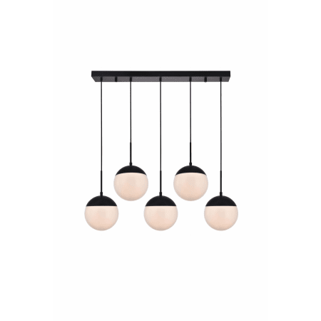 Elegant Lighting Eclipse 5 Light 42" Wide Linear Pendant with Frosted Glass Black