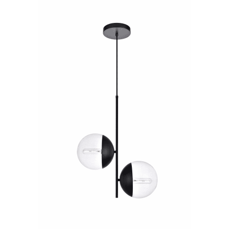 Elegant Lighting Eclipse 2 Light 17" Wide Pendant with Clear Glass Black
