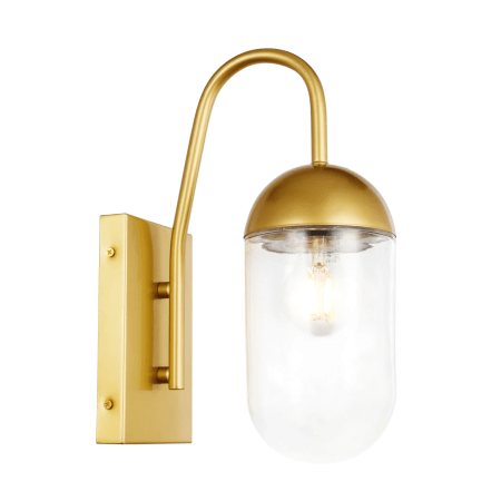 Elegant Lighting Kace Single Light 14" Tall Wall Sconce with Clear Glass Brass