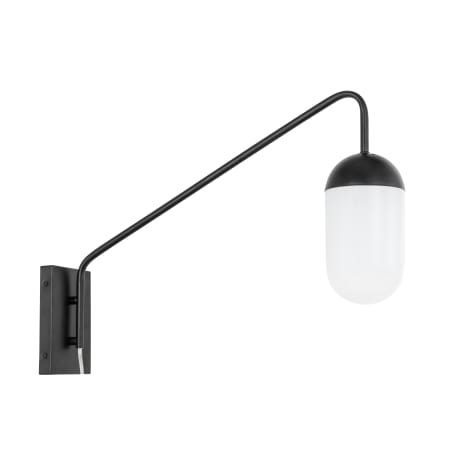 Elegant Lighting Kace Single Light 18" Tall Plug-In Wall Sconce with Frosted Glass Black