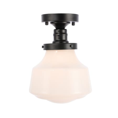 Elegant Lighting Lyle Single Light 8" Wide Semi-Flush Ceiling Fixture with Frosted Glass Black