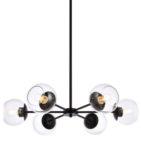 Elegant Lighting Briggs 6 Light 30" Wide Chandelier with Clear Glass Shades Black