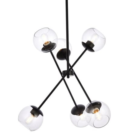 Elegant Lighting Axl 6 Light 24" Wide Sputnik Chandelier with Clear Glass Shades Black