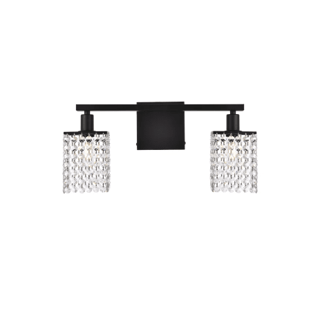 Elegant Lighting Phineas 2 Light 18" Wide Bathroom Vanity Light with Clear Royal Cut Crystals Black