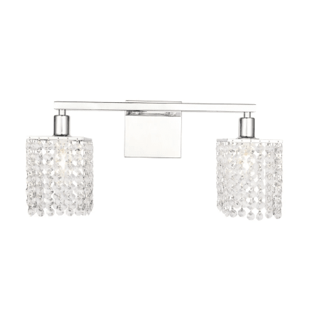 Elegant Lighting Phineas 2 Light 18" Wide Bathroom Vanity Light with Clear Royal Cut Crystals Chrome