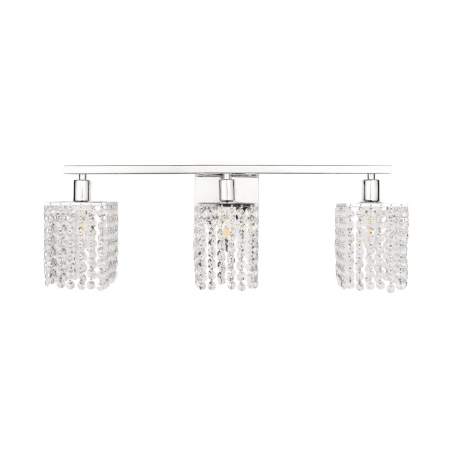 Elegant Lighting Phineas 3 Light 24" Wide Bathroom Vanity Light with Clear Royal Cut Crystals Chrome
