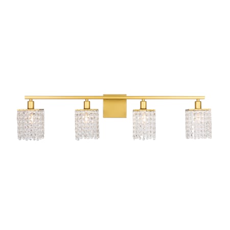 Elegant Lighting Phineas 4 Light 36" Wide Bathroom Vanity Light with Clear Royal Cut Crystals Brass