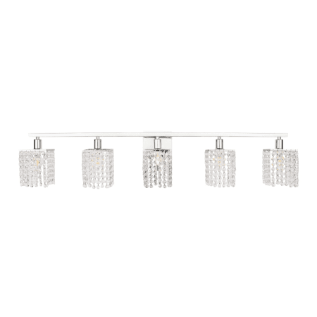Elegant Lighting Phineas 5 Light 42" Wide Bathroom Vanity Light with Clear Royal Cut Crystals Chrome