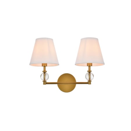 Elegant Lighting Bethany 2 Light 17" Wide Vanity Light Brass / White