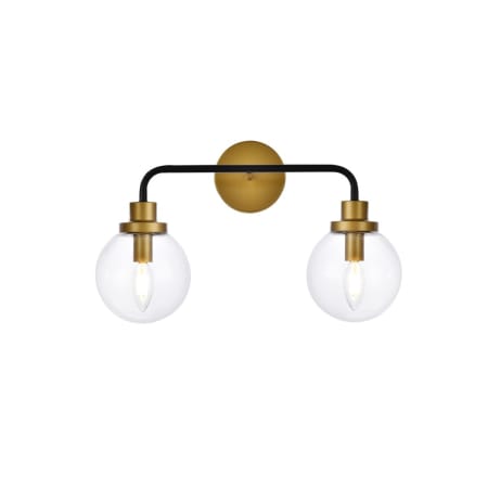 Elegant Lighting Hanson 2 Light 19" Wide Vanity Light Black / Brass / Clear