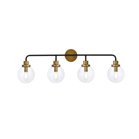 Elegant Lighting Hanson 4 Light 37" Wide Vanity Light Black / Brass / Clear