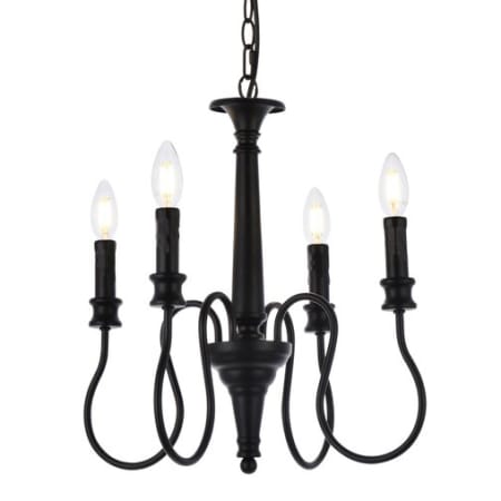 Elegant Lighting Flynx 4 Light 17" Wide Taper Candle Pendant Black