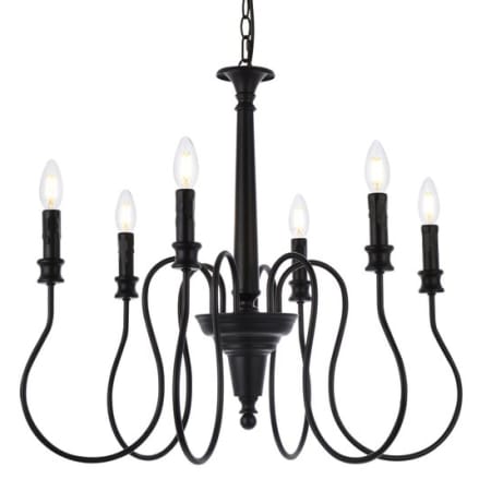 Elegant Lighting Flynx 6 Light 26" Wide Taper Candle Style Chandelier Black
