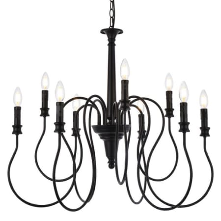Elegant Lighting Flynx 9 Light 31" Wide Taper Candle Style Chandelier Black