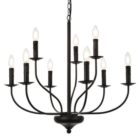 Elegant Lighting Westley 9 Light 28" Wide Taper Candle Style Chandelier Black