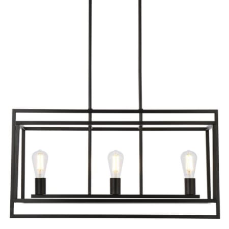 Elegant Lighting Voir 3 Light 32" Wide Linear Chandelier Black