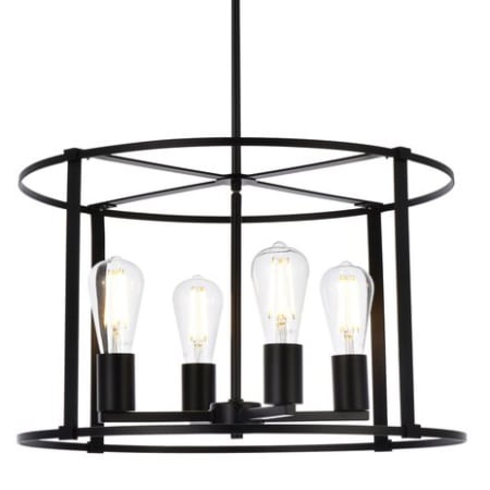 Elegant Lighting Agnys 4 Light 20" Wide Drum Chandelier Black