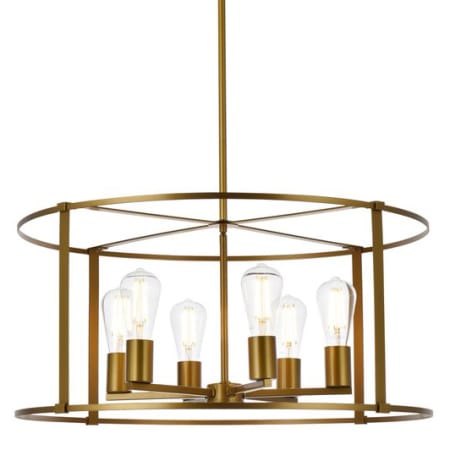 Elegant Lighting Agnys 6 Light 26" Wide Drum Chandelier Brass