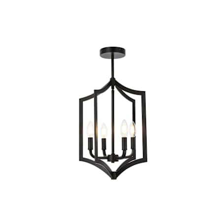 Elegant Lighting Kiera 4 Light 14" Wide Semi-Flush Ceiling Fixture Black