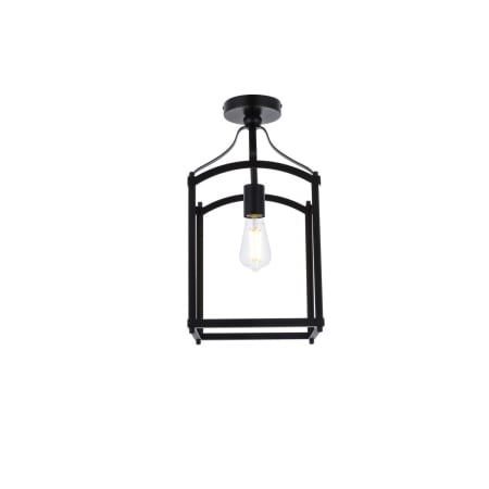 Elegant Lighting Janet 10" Wide Semi-Flush Lantern Ceiling Fixture Black