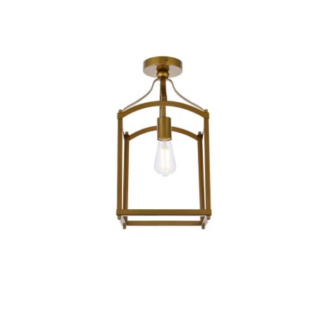Elegant Lighting Janet 10" Wide Semi-Flush Lantern Ceiling Fixture Brass