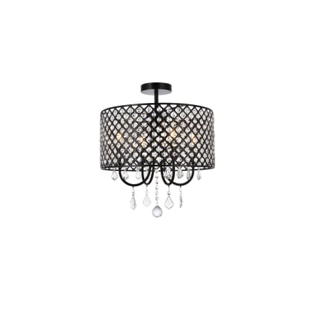 Elegant Lighting Elise 4 Light 17" Wide Semi-Flush Drum Ceiling Fixture with Clear Royal Cut Crystals Black