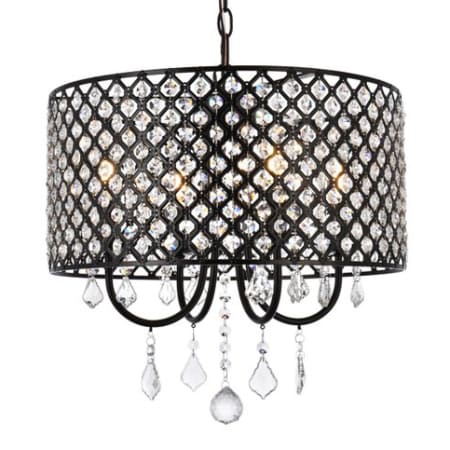 Elegant Lighting Elise 4 Light 17" Wide Crystal Pendant with Clear Royal Cut Crystals Black