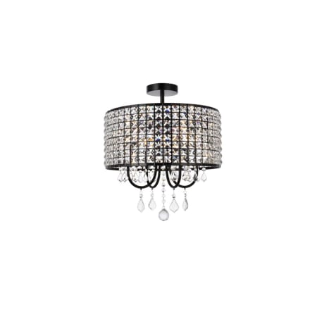 Elegant Lighting Elise 4 Light 17" Wide Semi-Flush Drum Ceiling Fixture with Clear Royal Cut Crystals Black