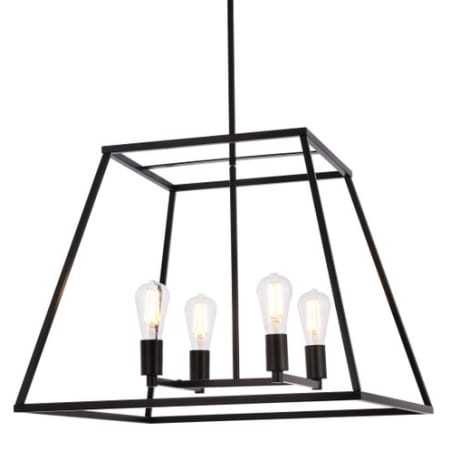 Elegant Lighting Declan 4 Light 24" Wide Lantern Chandelier Black