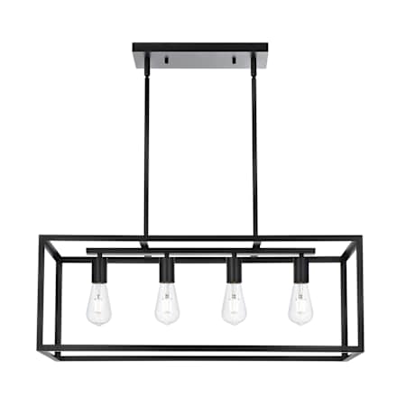 Elegant Lighting Judah 4 Light 21" Wide Linear Pendant Black