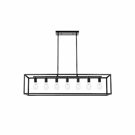 Elegant Lighting Judah 7 Light 47" Wide Linear Pendant Black