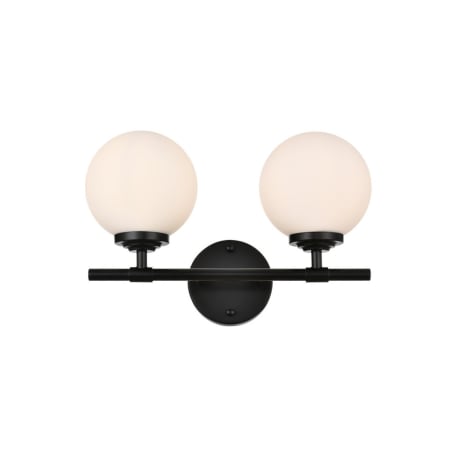 Elegant Lighting Ansley 2 Light 10" Tall Bathroom Sconce Black / Frosted White