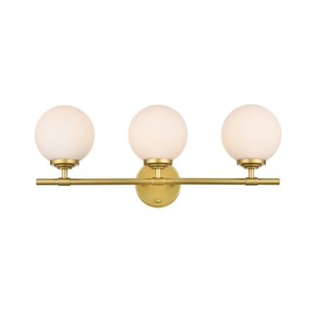 Elegant Lighting Ansley 3 Light 10" Tall Bathroom Sconce Brass / Frosted White