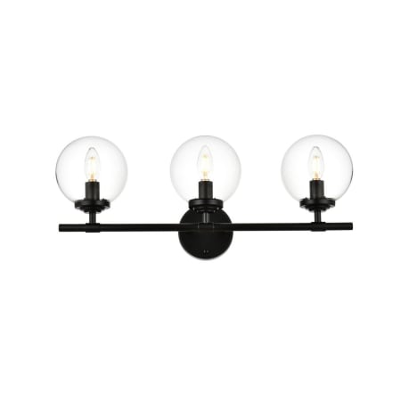 Elegant Lighting Ingrid 3 Light 10" Tall Bathroom Sconce Black / Clear