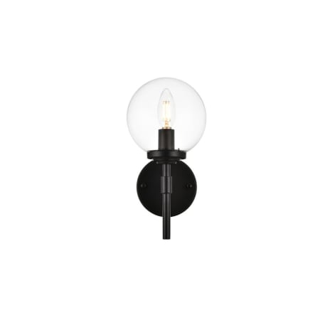 Elegant Lighting Ingrid 12" Tall Bathroom Sconce Black / Clear