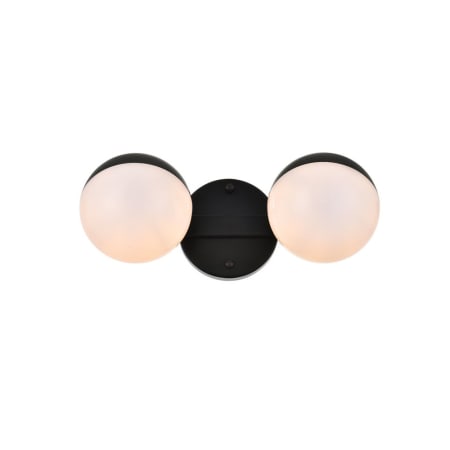 Elegant Lighting Majesty 2 Light 5" Tall Bathroom Sconce Black / Frosted White