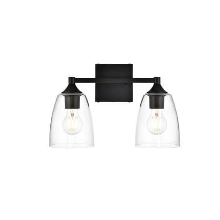 Elegant Lighting Gianni 2 Light 10" Tall Bathroom Sconce Black / Clear