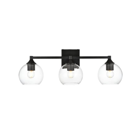 Elegant Lighting Eero 3 Light 25" Wide Vanity Light Black / Clear