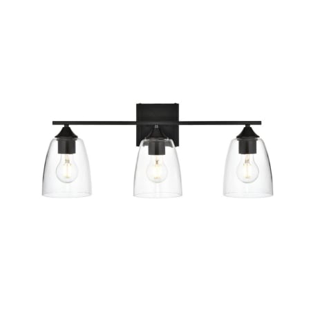 Elegant Lighting Harris 3 Light 10" Tall Bathroom Sconce Black / Clear