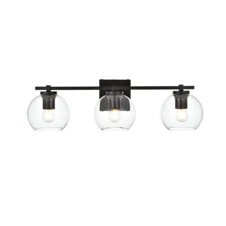 Elegant Lighting Juelz 3 Light 7" Tall Bathroom Sconce Black / Clear