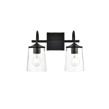 Elegant Lighting Avani 2 Light 10" Tall Bathroom Sconce Black / Clear