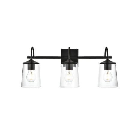 Elegant Lighting Avani 3 Light 10" Tall Bathroom Sconce Black / Clear