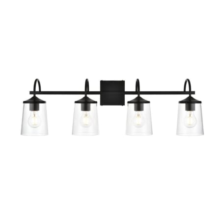 Elegant Lighting Avani 4 Light 10" Tall Bathroom Sconce Black / Clear