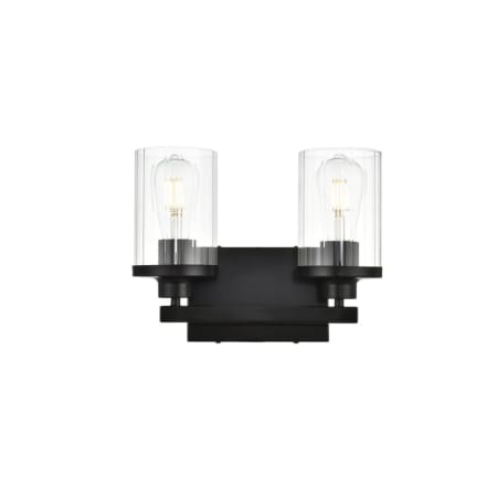 Elegant Lighting Thane 2 Light 12" Wide Vanity Light Black / Clear