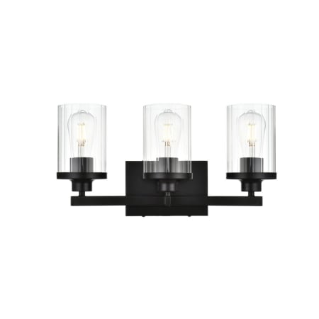 Elegant Lighting Thane 3 Light 18" Wide Vanity Light Black / Clear